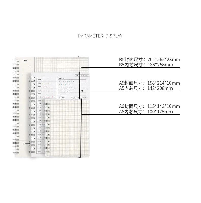 pp hardcover spiral journal pocket notebook A6 with  square/lined/blank pages custom logo elastic bound spiral notebook