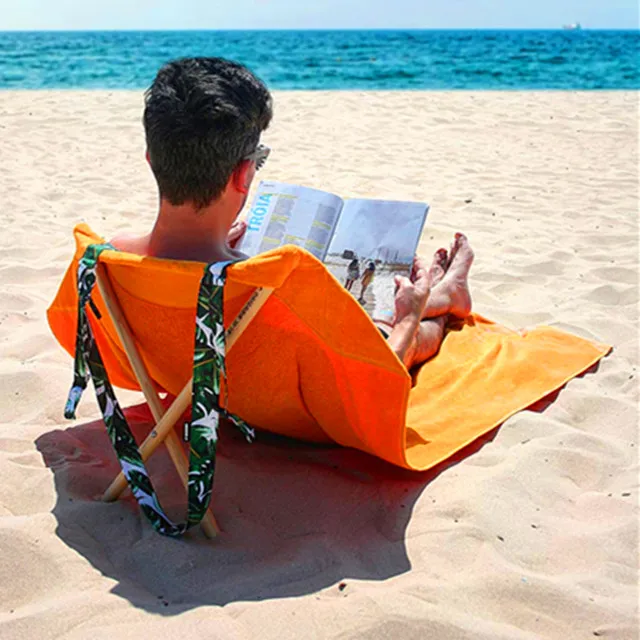 beach towel with sticks plain dyed logo embroidery Origama