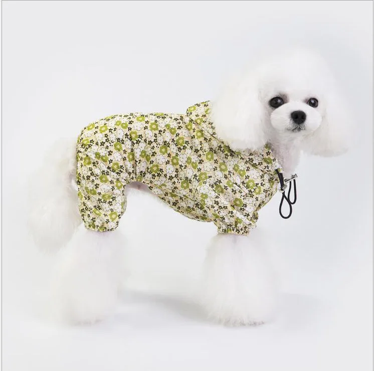 Fashion Floral Four Legs Pet Raincoat Dog Clothes