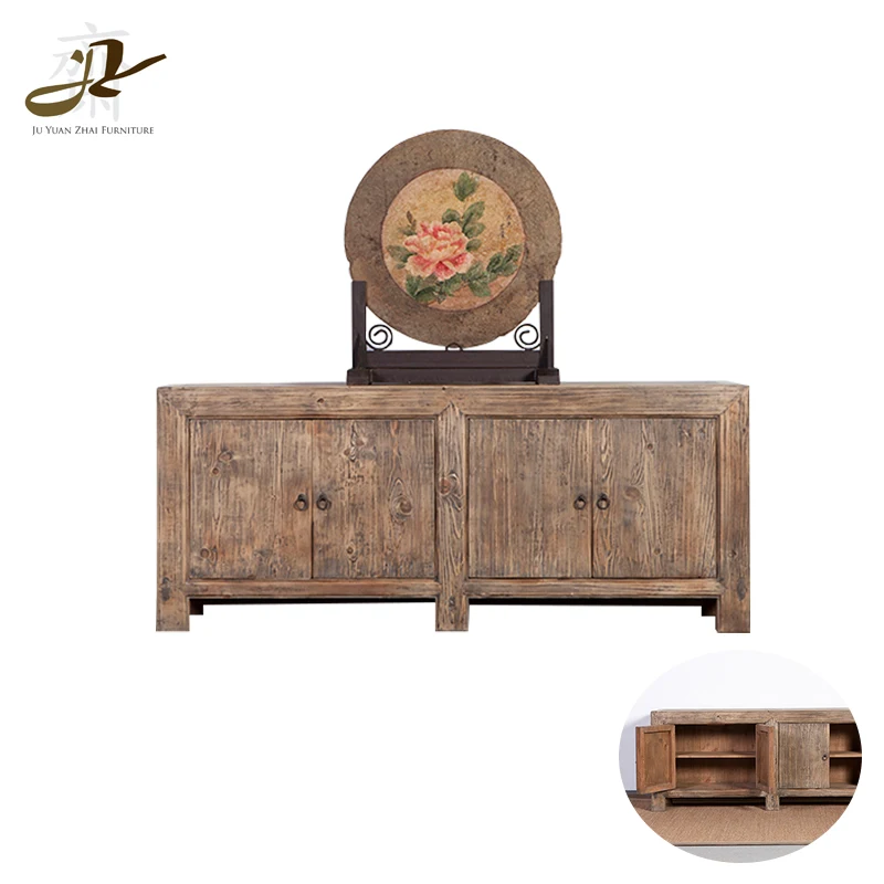OEM/ODM старое сосновое дерево серый четырехдверный регенерированный деревянный Буфет