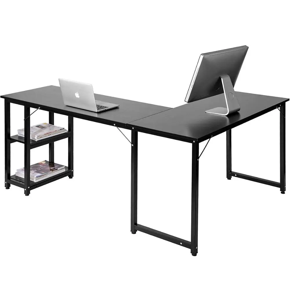 L-Shape Home Office Corner Computer Gaming Desk PC Laptop Table  with Shelves