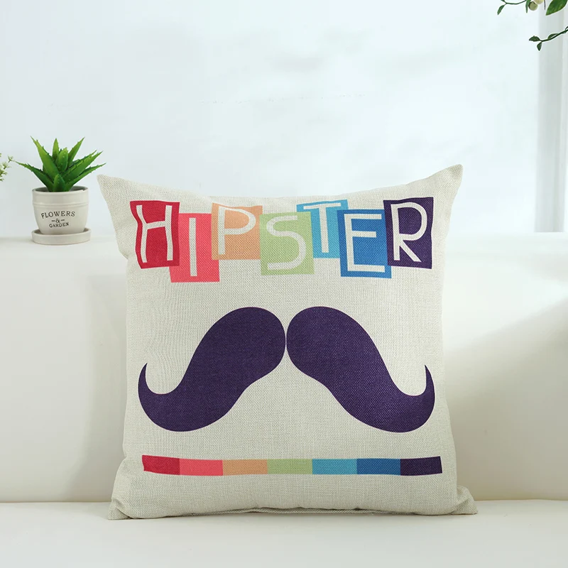 Wholesale Lovely Animal Printed Plain Natural Linen Cushion Cover With Office