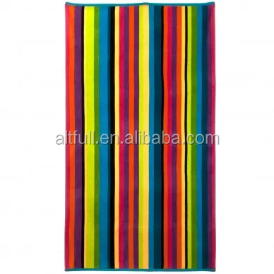 Bulk buy from factory 100% Cotton rainbow stripe beach towel jacquard terry towel cotton towel