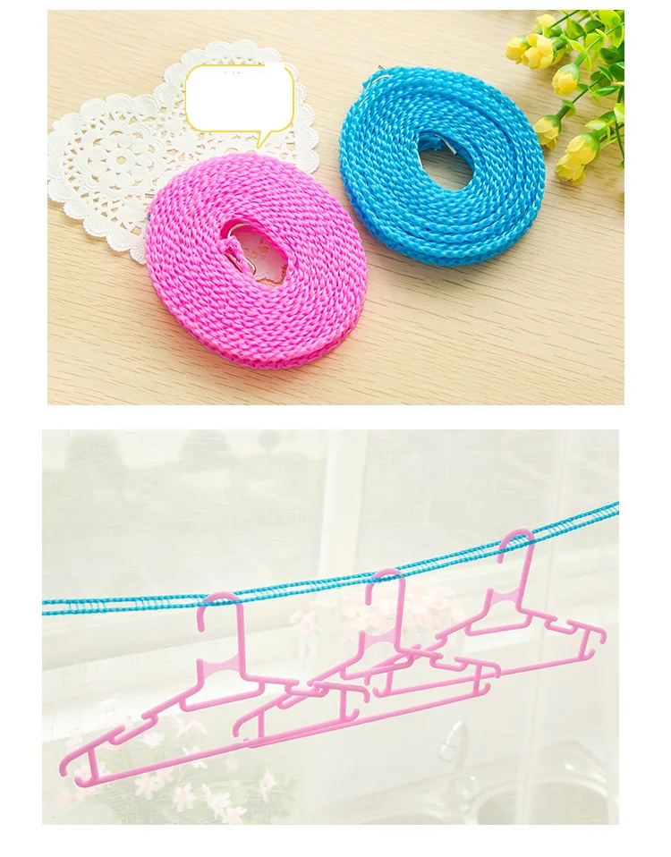 Q0020 Hot 3M 5M Long Nylon Clothesline Non Slip Drying Clothes Hangers Rope Outdoor Cloth Hanging Rope High Quality Cloth Dryer