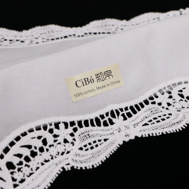 D607  White Cotton Embroidery hankies Suitable for personalized embroidery print Wedding gift  Women  Ladies Lace handkerchiefs