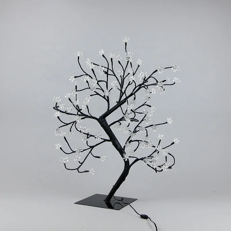 60cm room decoration artificial cherry blossom branches bonsai flower tree light led table lamp