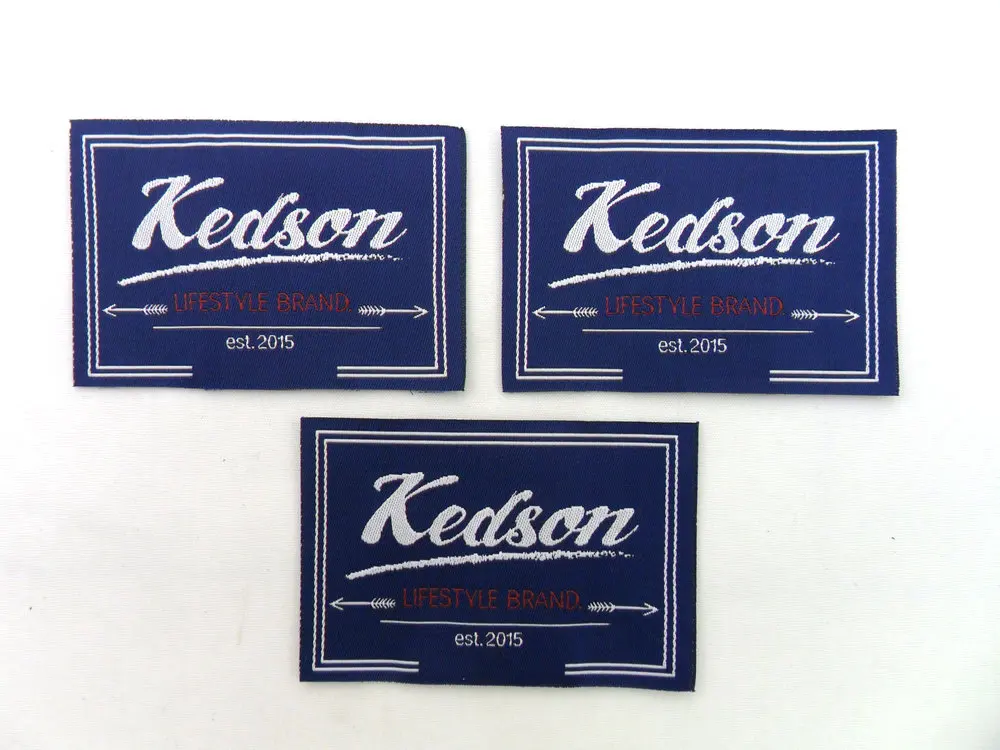 Clothing emblems  Custom woven clothing tag label polyester Custom clothes labels tags fold woven size garment label shirt tags