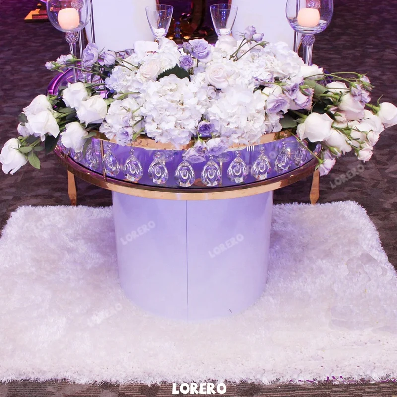 Luxury hotel furniture wedding style stainless steel dinner  golden  sliver  round table set