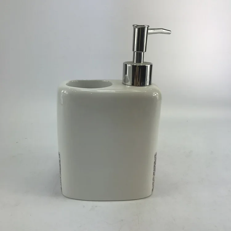 Royal Europe White Ceramic Kitchen Canister Soap Dispenser Set
