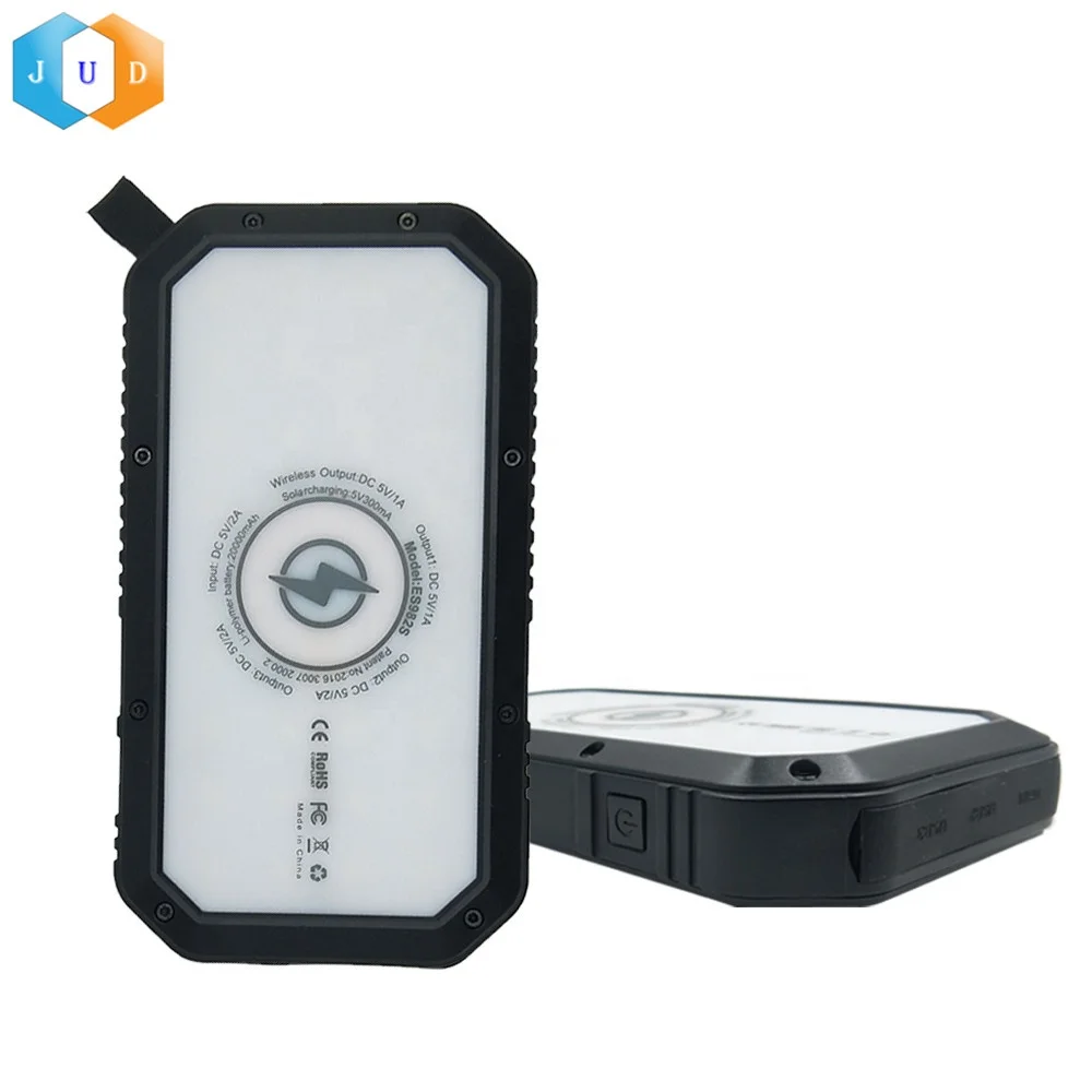 2021 Amazon Top Sales JD-T19 Listd LED Camping Light 8000mAh to 20000mAh Wireless Charging Outdoor Solar Panel Power Bank