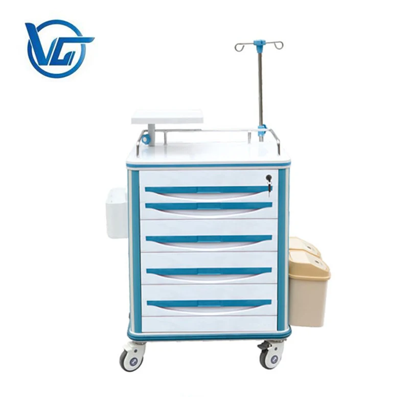 
Hospital medical ABS emergency drug trolley nursing crash cart 