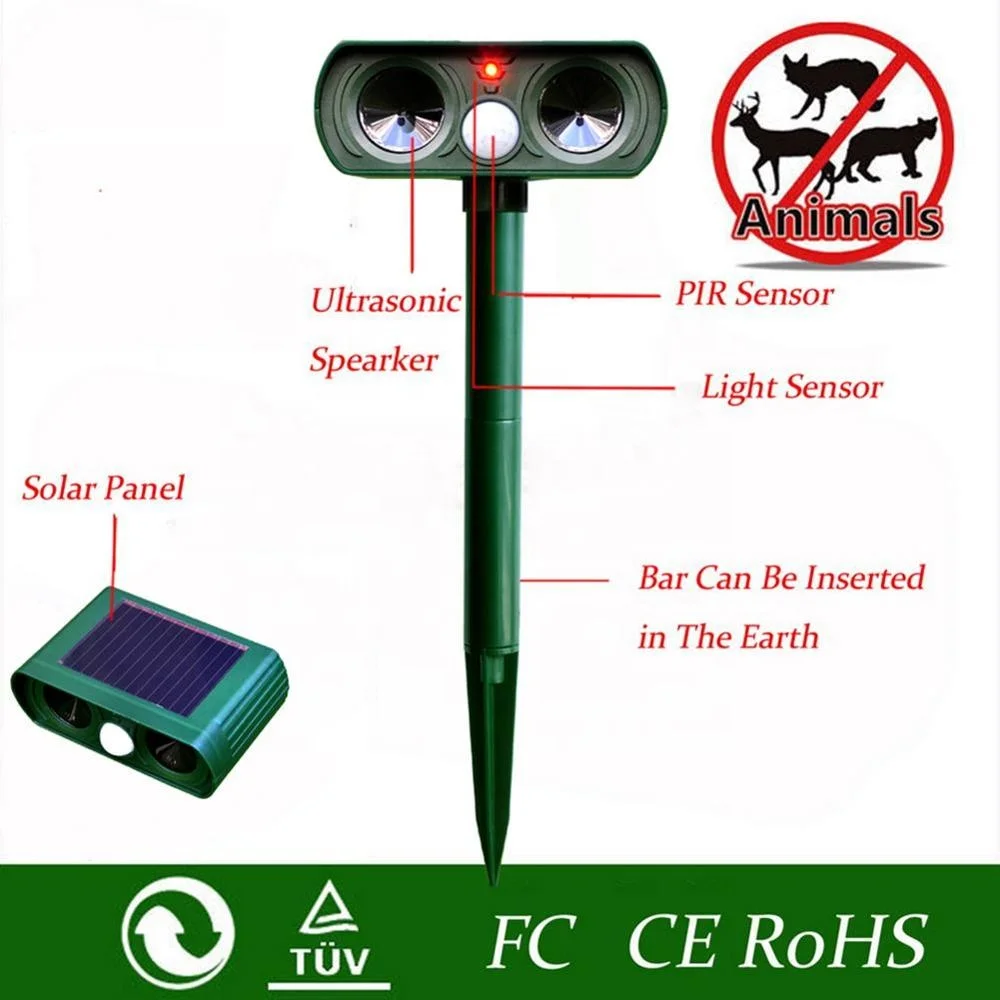 Snake Outdoor Ultrasonic Repeller - Solar Powered Ultrasonic Animal & Pest Repellant