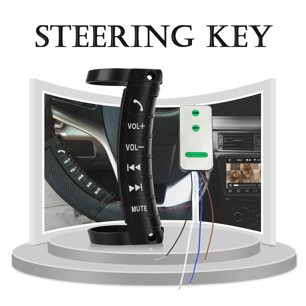 Universal wireless Car steering wheel remote Control DVD Button  Answer calls  Put music