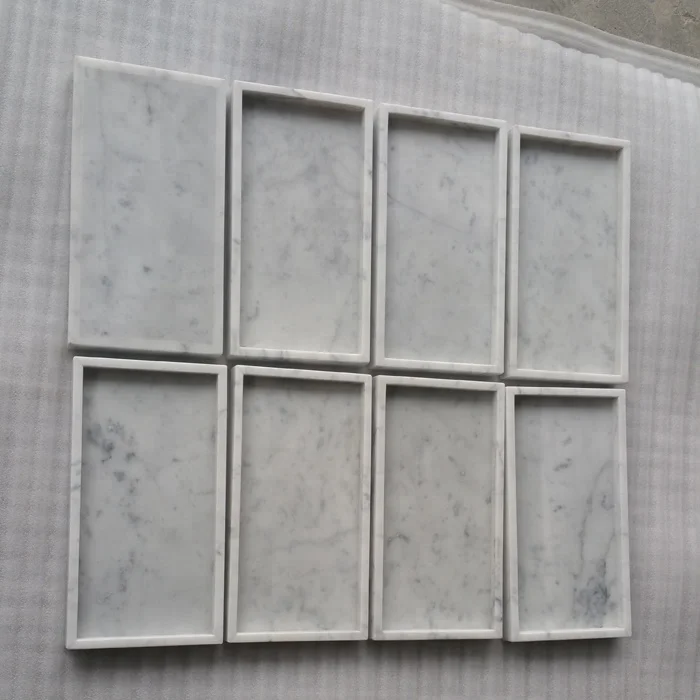 Luxury Carrara white marble square tray