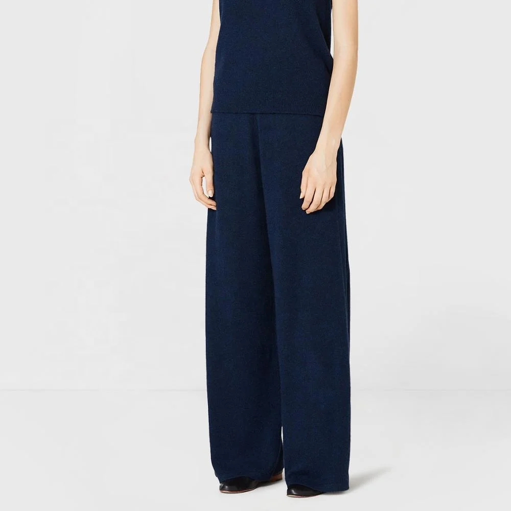 
High quality women pure cashmere pants wide legs trousers 