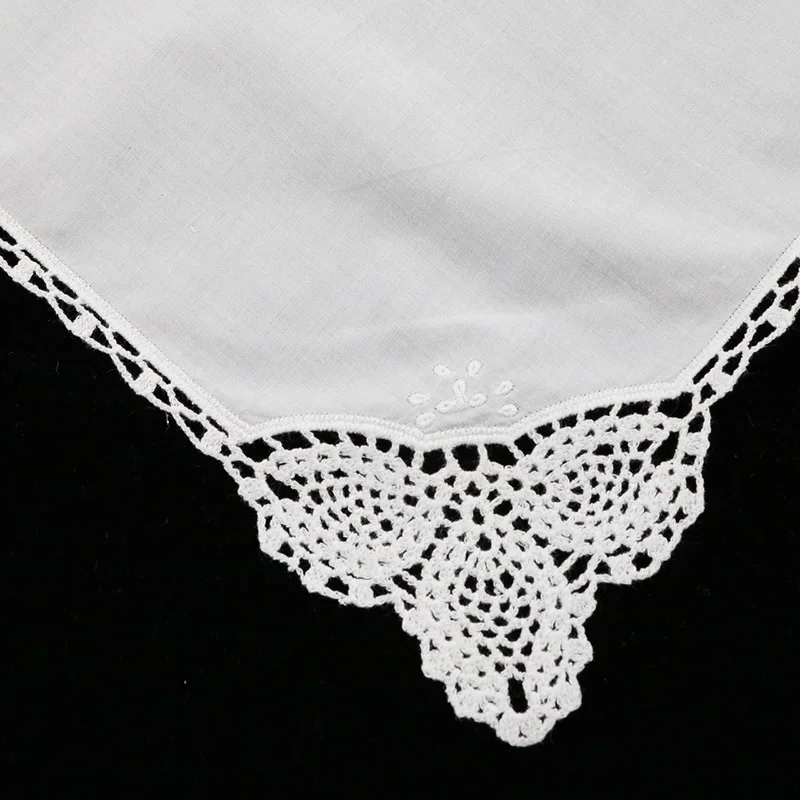 
D002: White premium cotton lace handkerchiefs crochet hankies for women/ladies wedding gift 