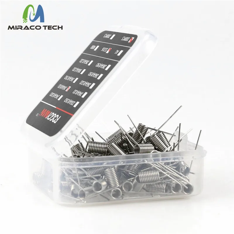 
Foggyman 100 pieces per box A1 SS316L NI80 prebuilt coil for electronic cigarette 510 RDA atomizer 
