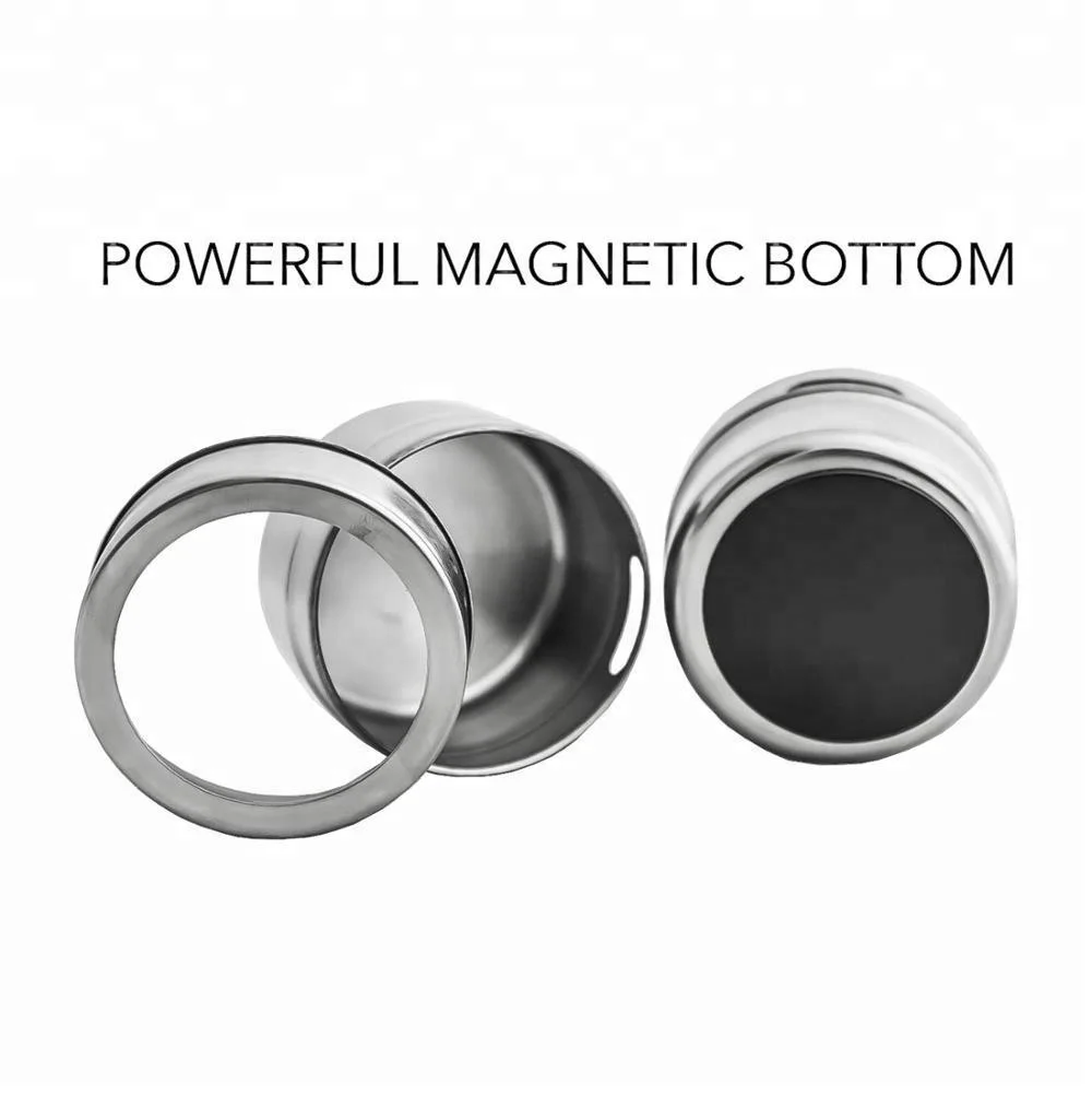 Spice Magnetic Tins Stainless Steel Sift Hinged Lids Spice Jars Seasonings Shaker , Pour Slots