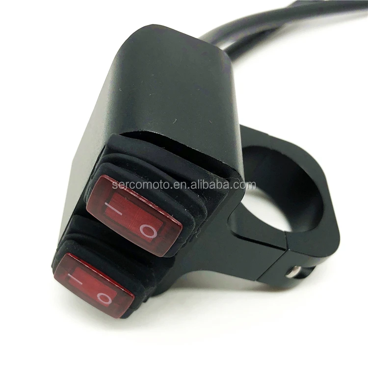 Sercomoto 12v 16A светодиодным индикатором Мгновенный Переключатель водонепроницаемый руль крепление опасности тормоз 2 way кнопка для противотуманных фар задний фонарь для велосипеда