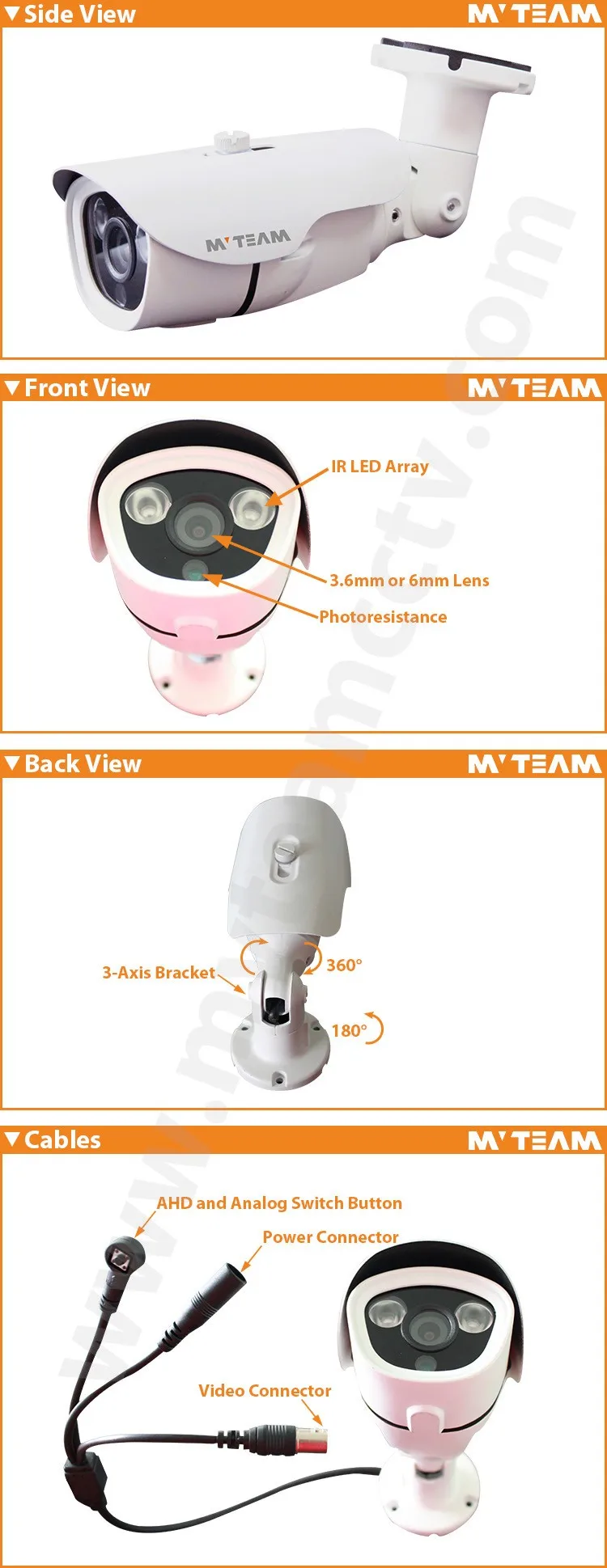 MVTEAM Пуля водонепроницаемая камера IP66 p2p ip-камера сетевая onvif poe камеры