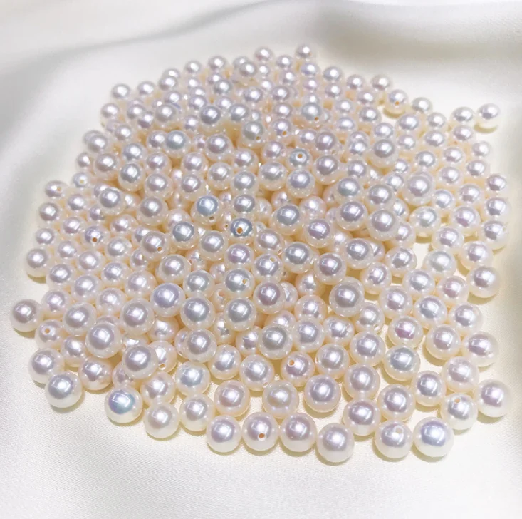 3-4mm pearl small size one hole half drilled undrilled no without hole real genuine fresh water round freshwater loose pearl