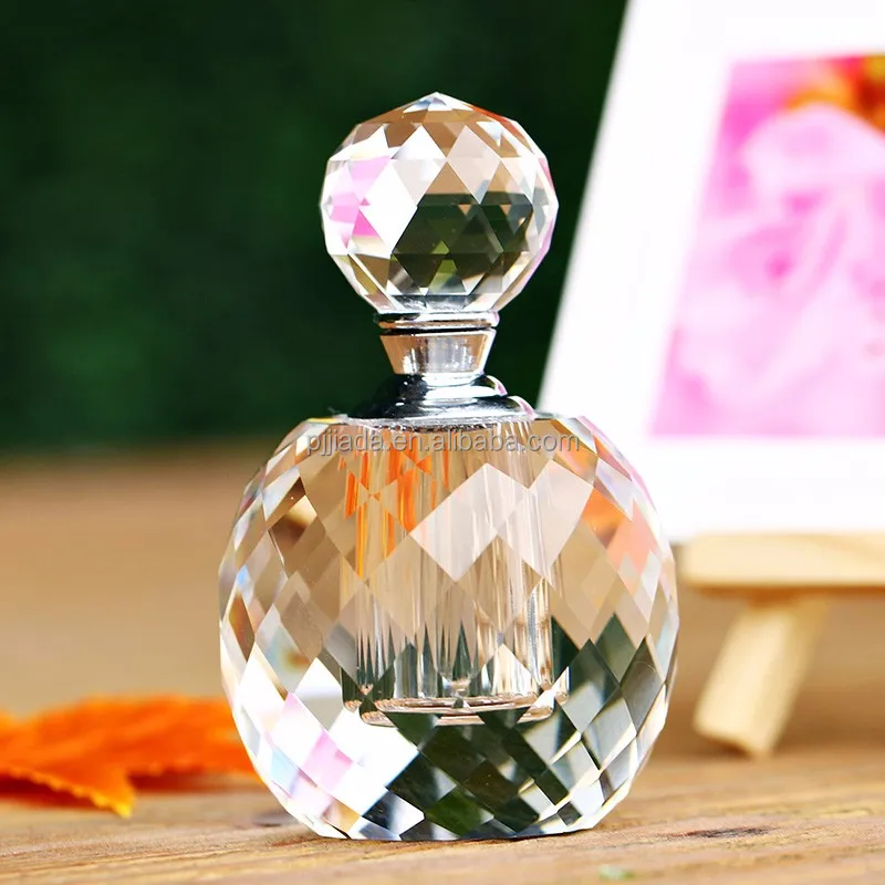 6ml Clear Prism Round Luxury Refillable Women Parfum Vintage Empty K9 Crystal Cut Glass perfume Bottle