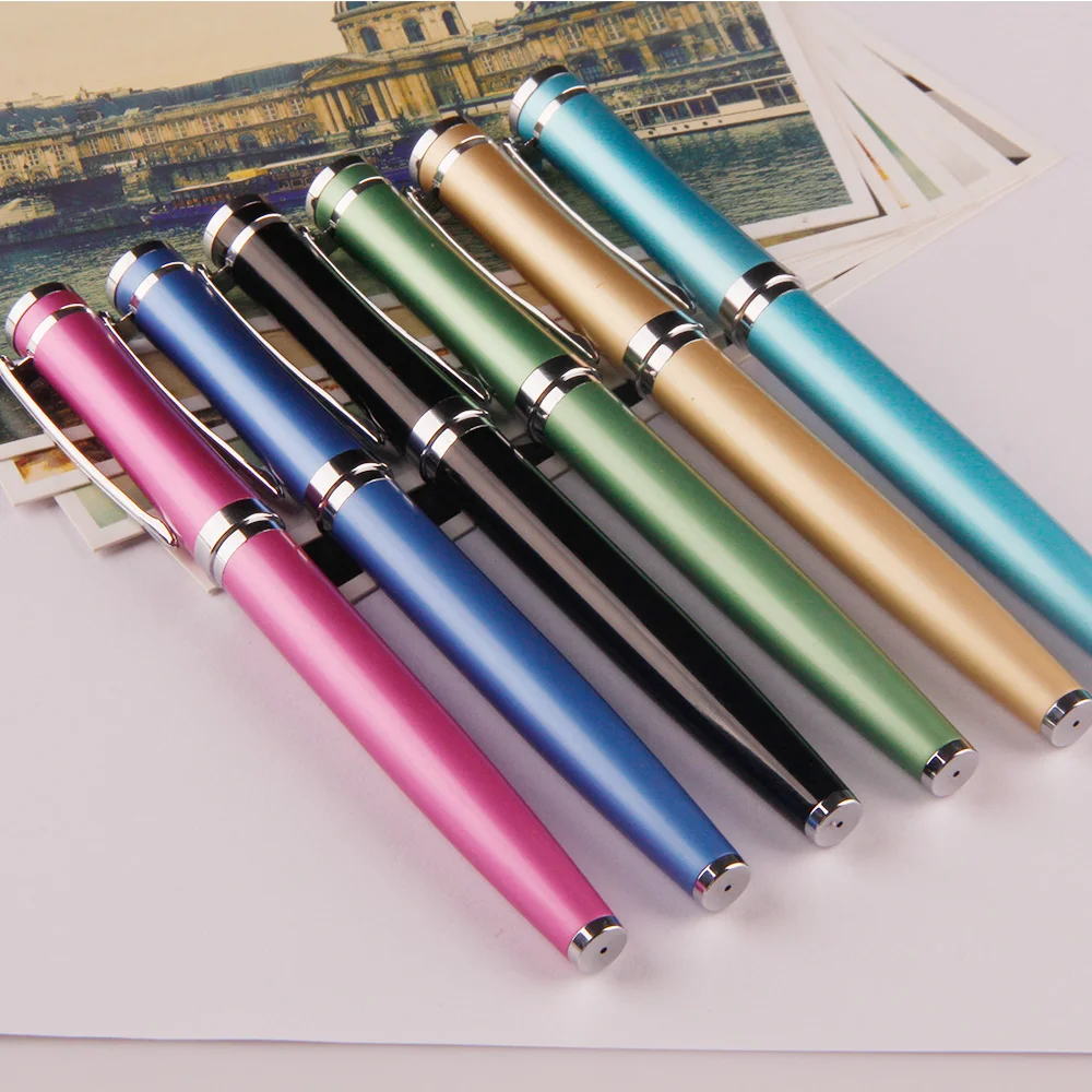 Cheap customized color lacquered body metal roller pen heavy metal gel ink pen with your logo
