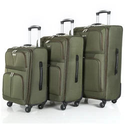 blue color polyester 4 wheels travel 3PC Softside Expandable EVA Luggage Set