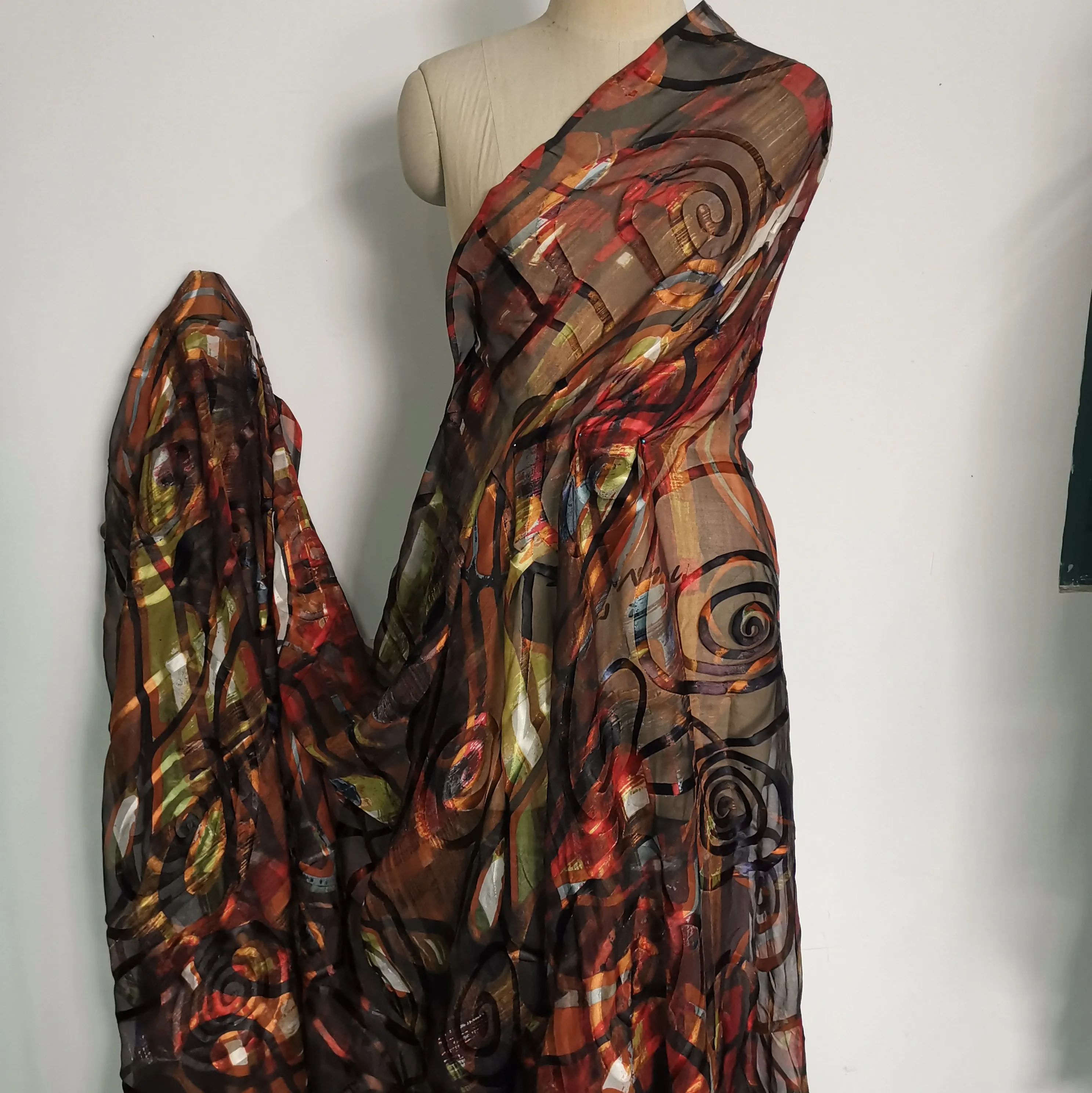 
Printing Burn Out Silk Viscose Satin Fabric 