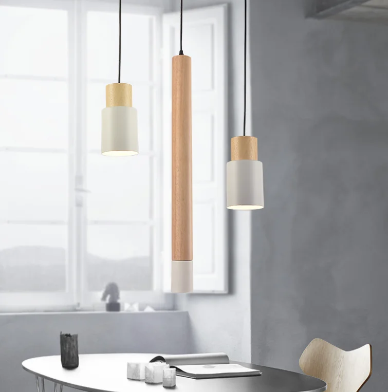 New creative modern wood staircase chandeliers lighting led linear aluminum material pendant light