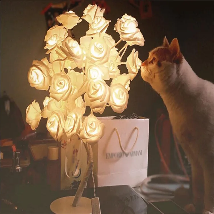 Top sale 45cm height rose led tree light battery power light