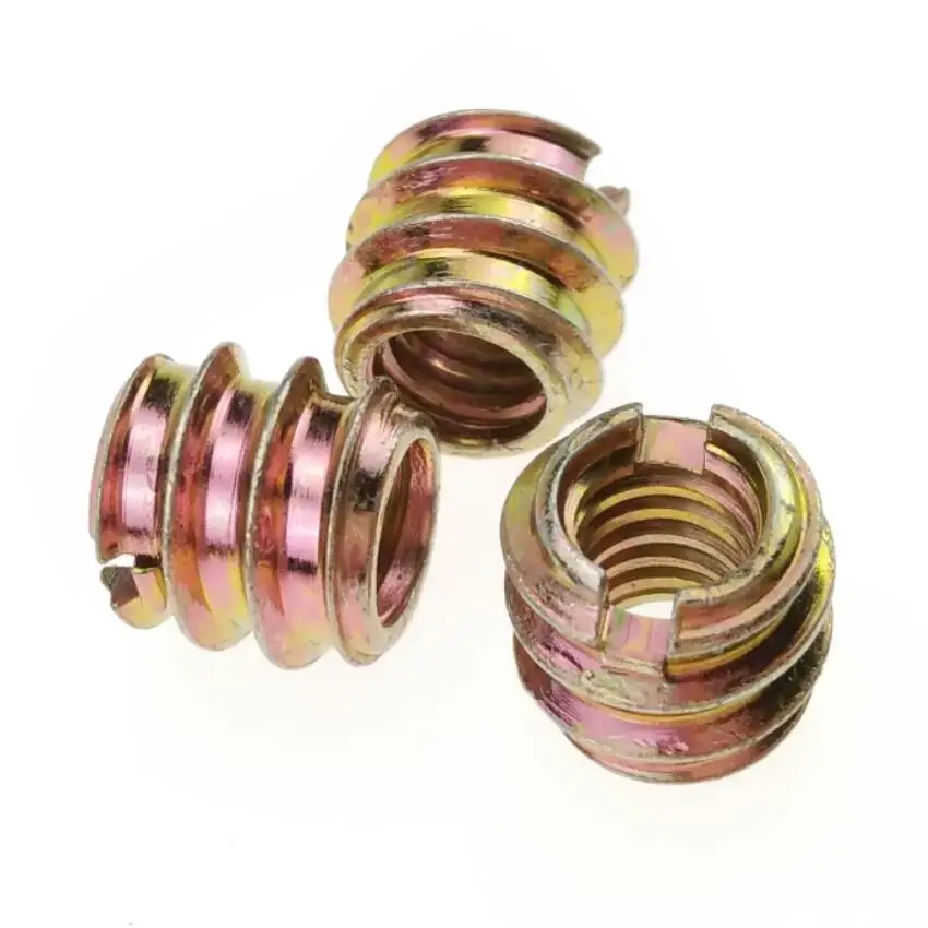 
M4 Yellow Galvanized Steel Slotted Insert Nuts for Furniture 