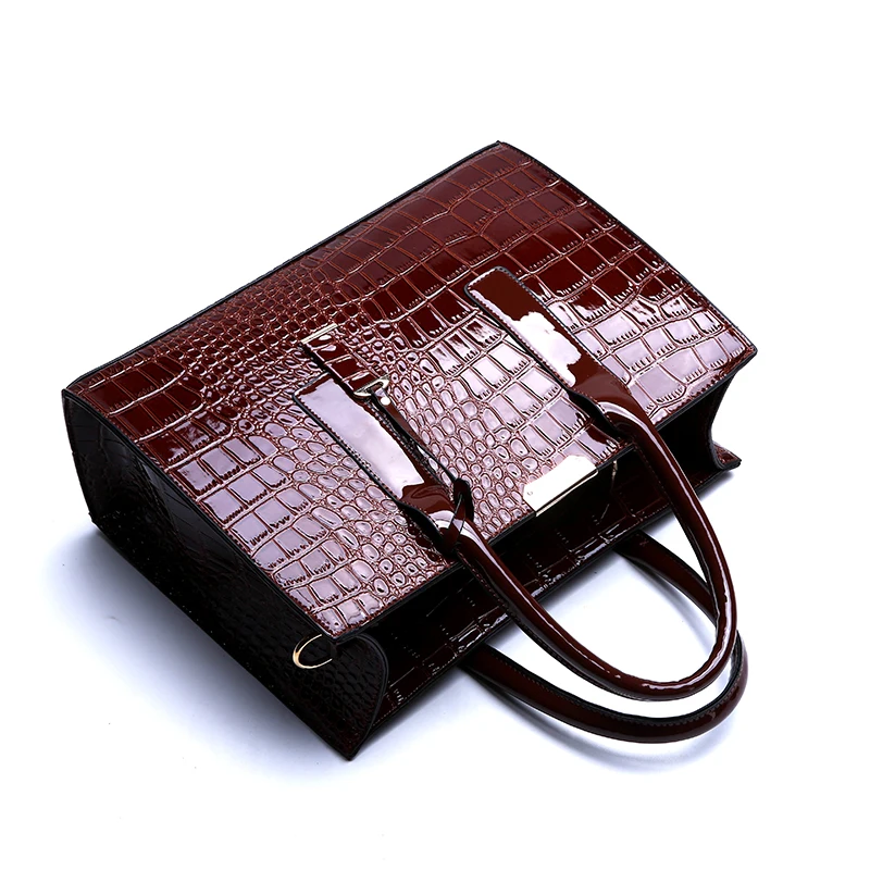 Trending alligator grain pu leather bag handbags for women ladies hand bags