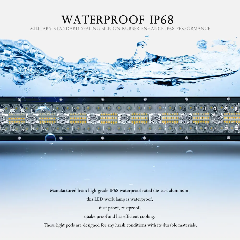 Лидер продаж, автомобильная светодиодная балка, 12 В, 22 дюйма, 32 дюйма, 42 дюйма, 24 Вольта, 4x4, Aurora 52 дюйма