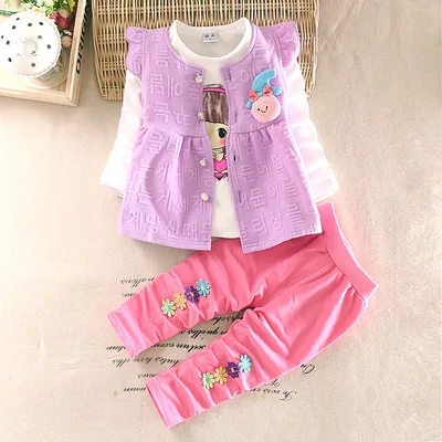 Hao Baby Children Wear New Spring And Autumn Girls Cute Three-Piece Suit Kid Going Out Suit