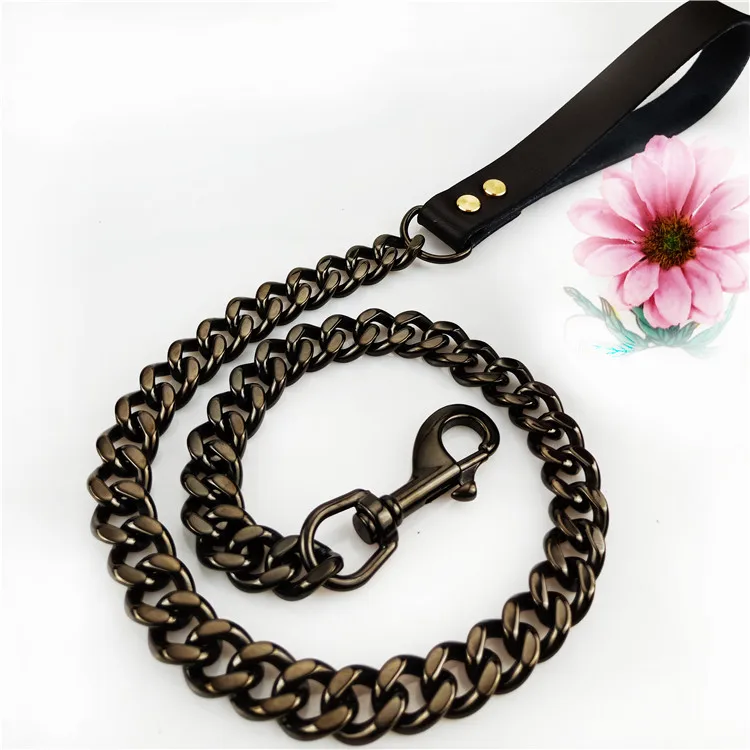 19MM dog supplies stainless steel pitbull leashes and collars cuban link heavy chain american bully leash