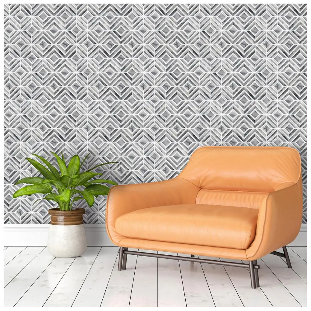 New design White and basket weave Italy Gray marble , grey and white mosaic China Supply