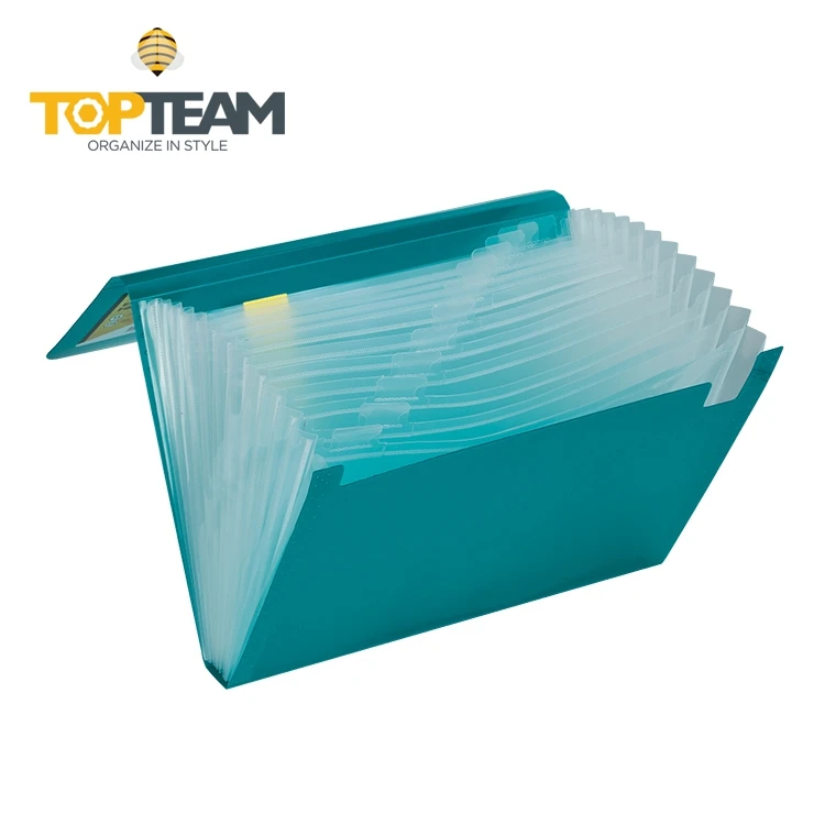 Office PP plastic a4 13 pocket expanding file folder with elastic band closure