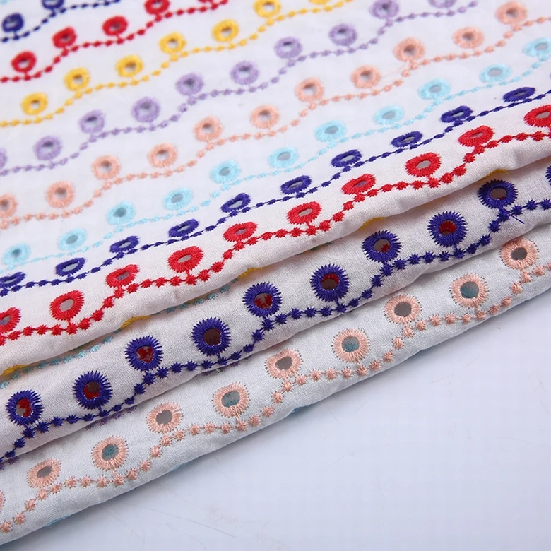 HA-15112B Eyelet Types of Net Embroidery Japan Voile Fabric Woven Fashion 100% Cotton Fabric Lightweight Embroidered COMBED