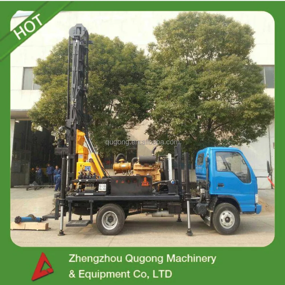 KW20 200m truck mounted bore well drilling machine, work with air compressor or mud pump