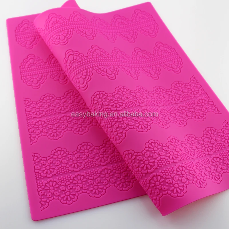 Large Multi Layer Wedding Cake Decoration Fondant Scroll Border Silicone Flower Lace Mat
