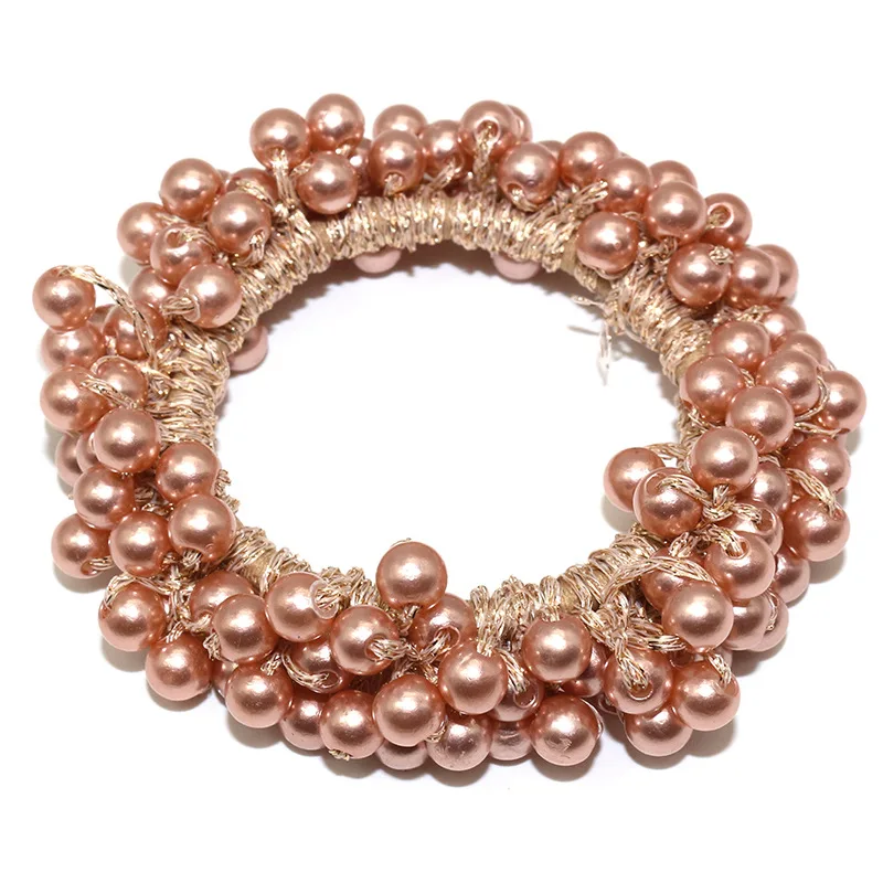 Korean Style Pearls Hand crochet pearl elastic hair ponytail for girls