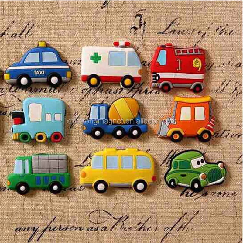 Creative Car Design Fridge Magnets For Kids, Small Size Silicon Gel Magnetic Fridge Animal Magnets