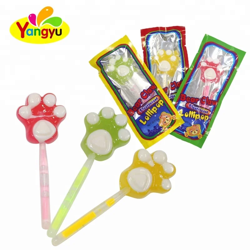 Медведь коготь в форме флуоресцентный леденец смешанный фруктовый леденец светящийся палочка для ног