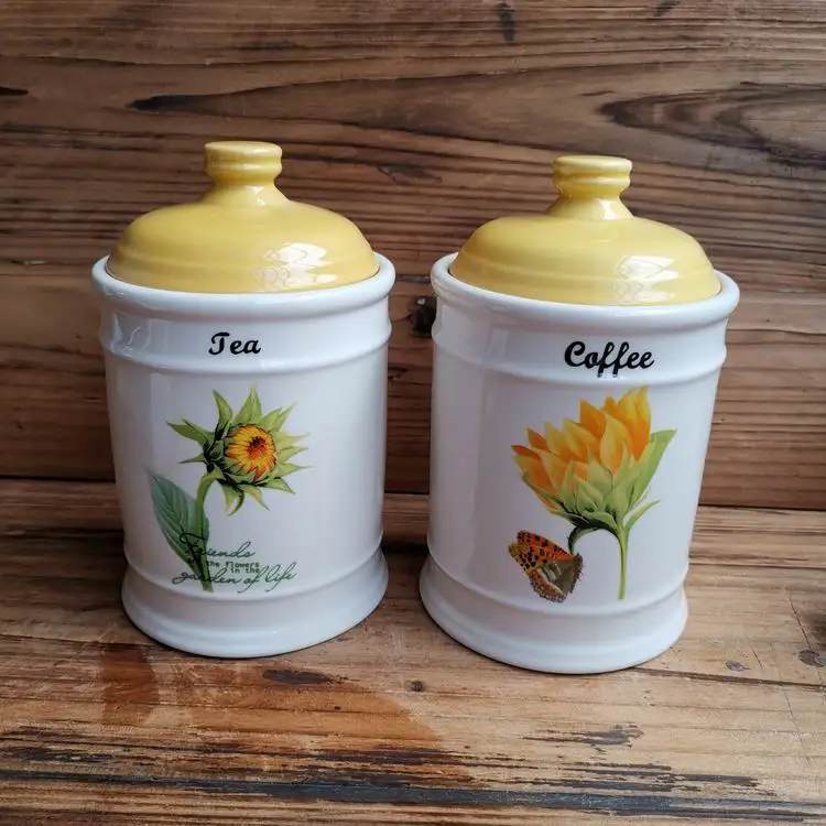 Top grade ceramic sealed jars containers kitchen storage food  jar tea coffee  sugar canister Set