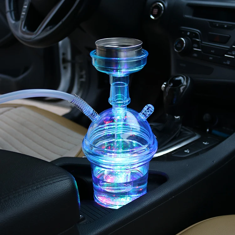 Wholesale portable Travel hookah chicha lectronique wookah shisha car hookah cup sheesha Portable Hookah with led light