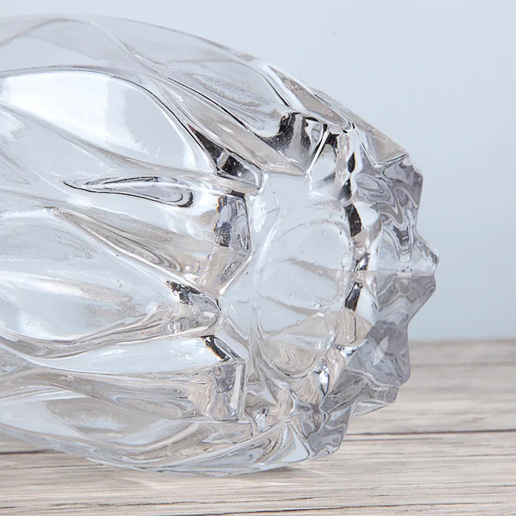 Unique Clear Glass Flower Vase, Small and Elegant Oval Bud Vase, Decorative Floral Vase for Home Decor Office Place Settings