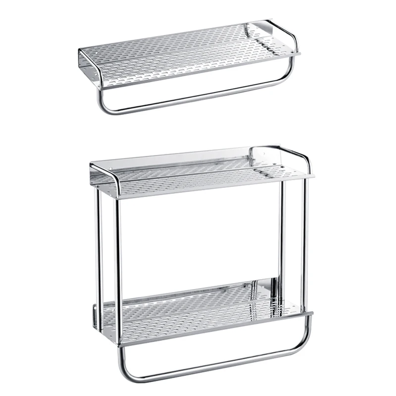 Stainless steel storage rack bathroom rack double - layer commodity shelf 304 wall-mountd sanitary rack