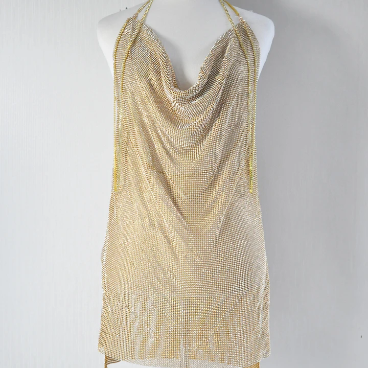 Shiny gold rhinestone  bodice night club dress for party WDPA-009