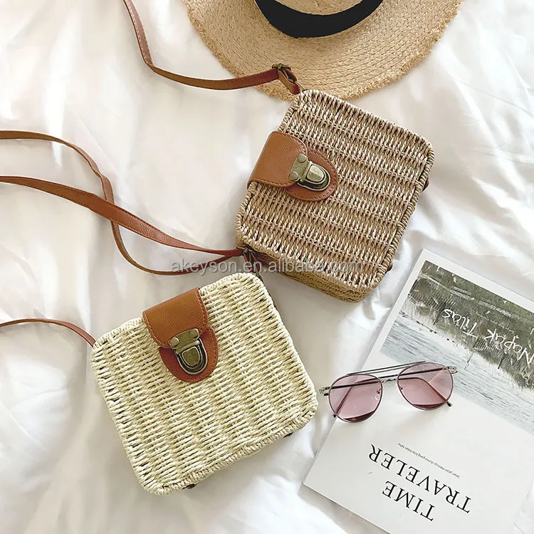 
Wholesale Monogram Personalized Women Handbag Summer Beach Rattan Woven Straw Bag 